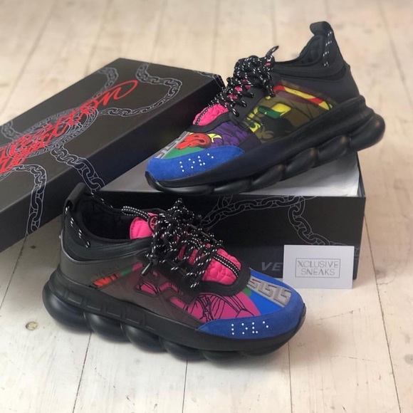 Black and blue versace shoes Clearance